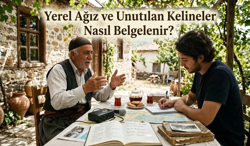 Yerel Ağız ve Unutulan Kelimeler Nasıl Belgelenir? konusunu anlatan temsili editoryal illüstrasyon