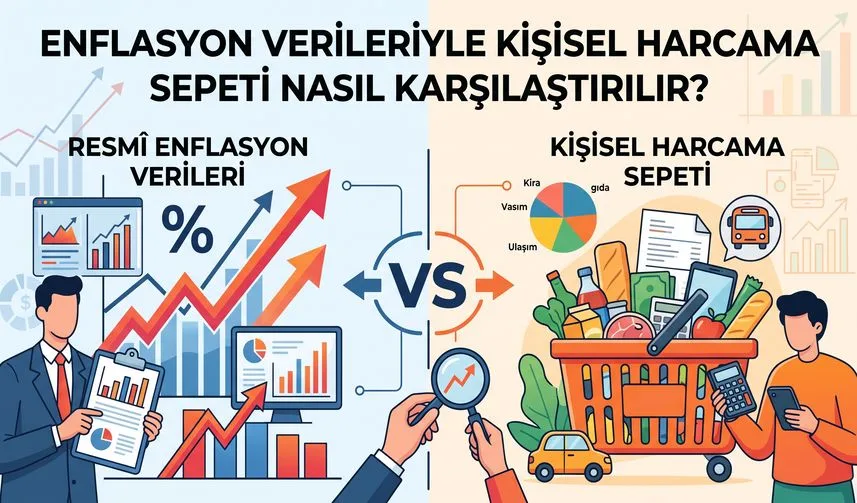Enflasyon Verileriyle Kişisel Harcama Sepeti Nasıl Karşılaştırılır? Enflasyon Verileriyle Kişisel Harcama Sepeti Nasıl Karşılaştırılır? konusunu anlatan temsili editoryal illüstrasyon