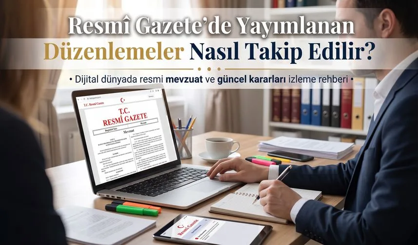 Resmî Gazete'de Yayımlanan Düzenlemeler Nasıl Takip Edilir? Resmî Gazete'de Yayımlanan Düzenlemeler Nasıl Takip Edilir? konusunu anlatan temsili editoryal illüstrasyon